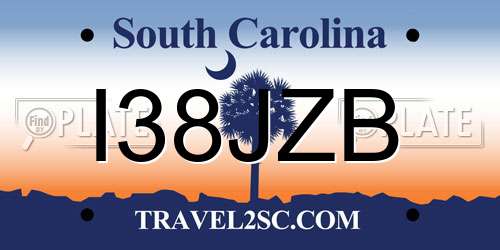 I38JZB South Carolina License Plate