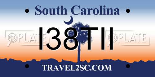 I38TII South Carolina License Plate