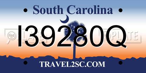 I39280Q South Carolina License Plate