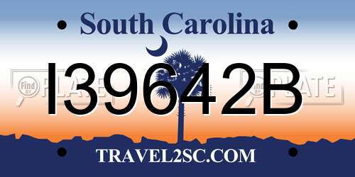 I39642B South Carolina License Plate