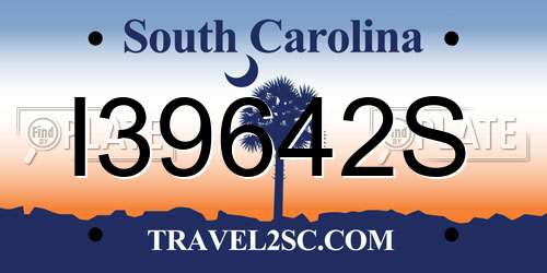 I39642S South Carolina License Plate