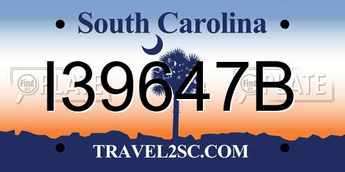 I39647B South Carolina License Plate