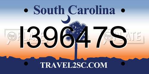 I39647S South Carolina License Plate