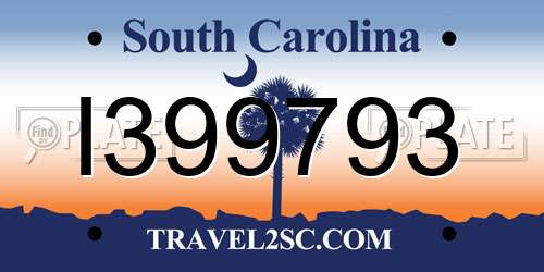 I399793 South Carolina License Plate