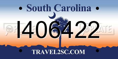 I406422 South Carolina License Plate