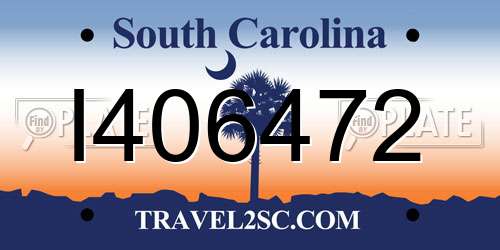 I406472 South Carolina License Plate