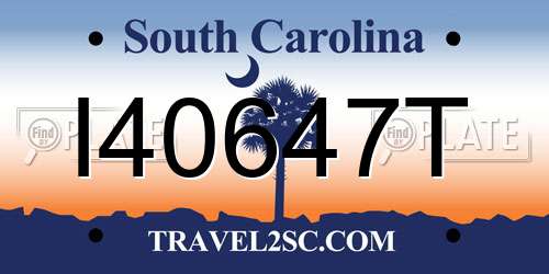 I40647T South Carolina License Plate