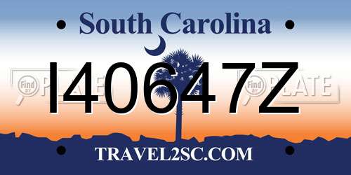 I40647Z South Carolina License Plate