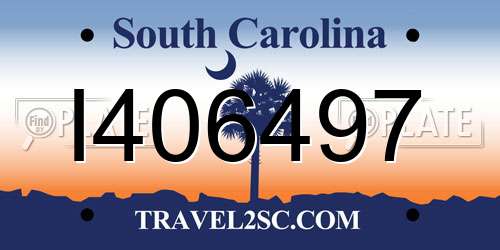 I406497 South Carolina License Plate