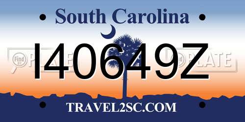I40649Z South Carolina License Plate