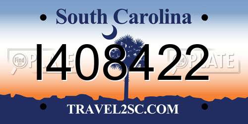 I408422 South Carolina License Plate