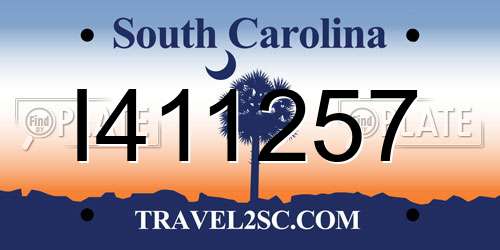 I411257 South Carolina License Plate