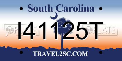 I41125T South Carolina License Plate
