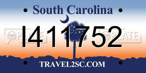 I411752 South Carolina License Plate