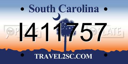 I411757 South Carolina License Plate