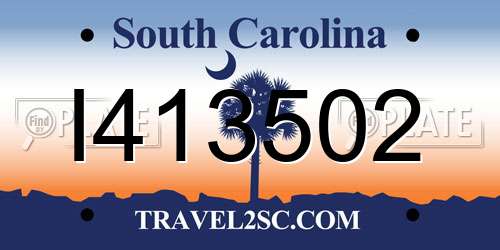 I413502 South Carolina License Plate