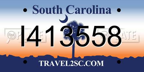 I413558 South Carolina License Plate