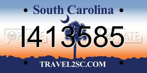 I413585 South Carolina License Plate