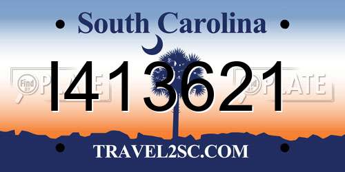I413621 South Carolina License Plate