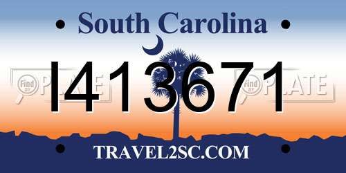 I413671 South Carolina License Plate