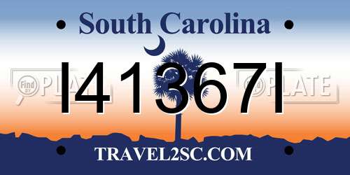 I41367I South Carolina License Plate