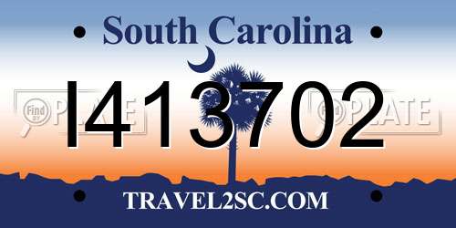 I413702 South Carolina License Plate