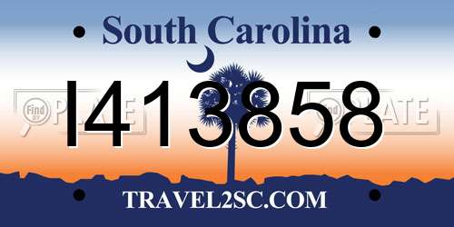 I413858 South Carolina License Plate