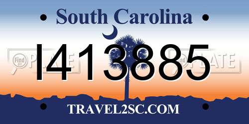 I413885 South Carolina License Plate