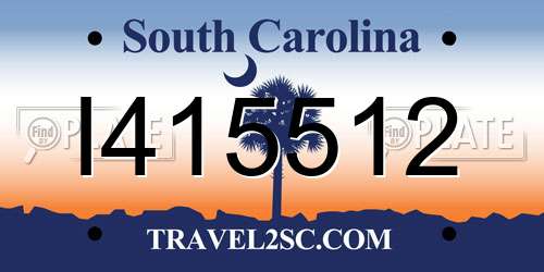 I415512 South Carolina License Plate