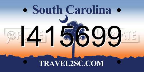 I415699 South Carolina License Plate