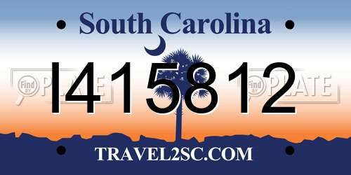 I415812 South Carolina License Plate