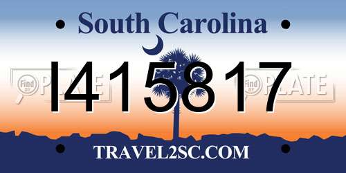 I415817 South Carolina License Plate