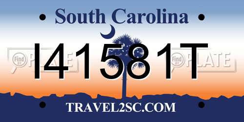 I41581T South Carolina License Plate