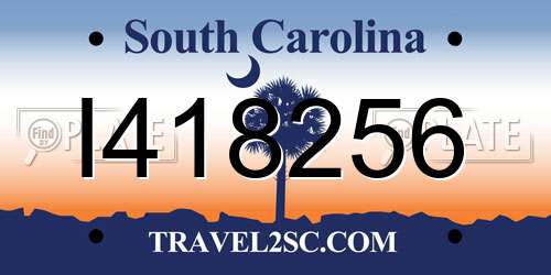 I418256 South Carolina License Plate
