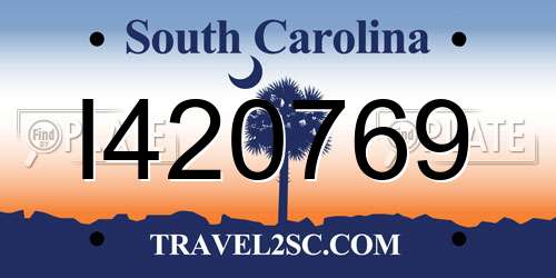 I420769 South Carolina License Plate