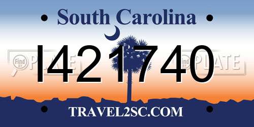 I421740 South Carolina License Plate