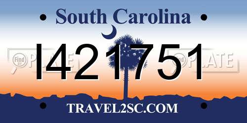 I421751 South Carolina License Plate