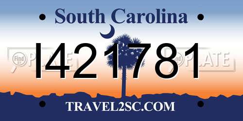 I421781 South Carolina License Plate