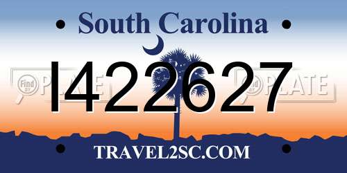 I422627 South Carolina License Plate