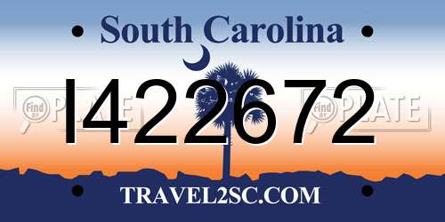 I422672 South Carolina License Plate