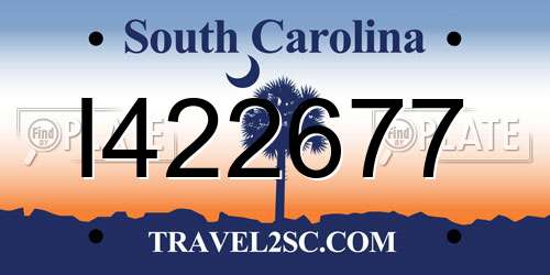 I422677 South Carolina License Plate