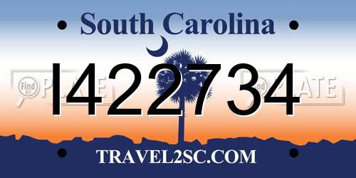 I422734 South Carolina License Plate