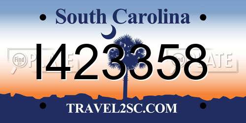 I423358 South Carolina License Plate