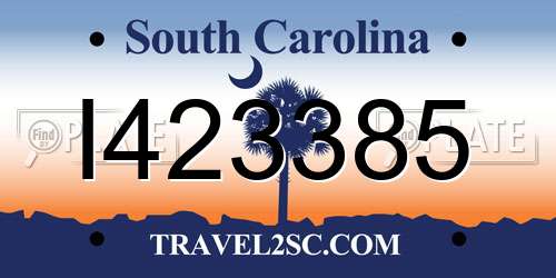 I423385 South Carolina License Plate