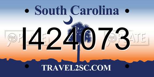 I424073 South Carolina License Plate