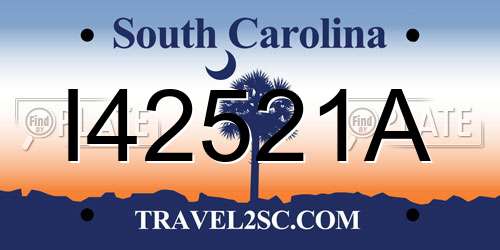 I42521A South Carolina License Plate