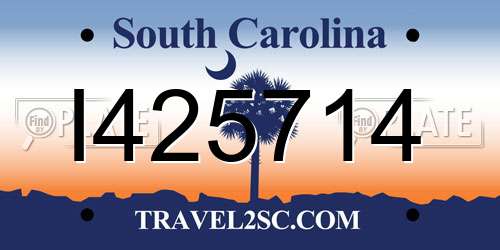 I425714 South Carolina License Plate