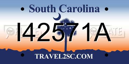 I42571A South Carolina License Plate