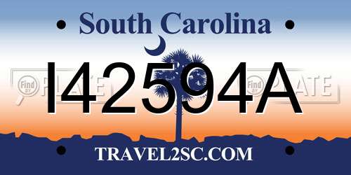 I42594A South Carolina License Plate