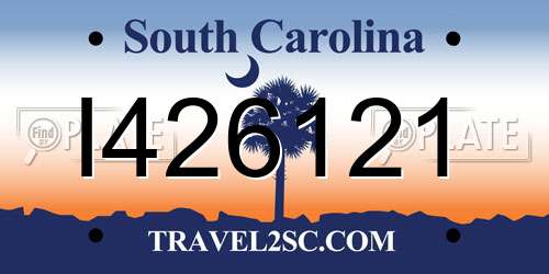 I426121 South Carolina License Plate